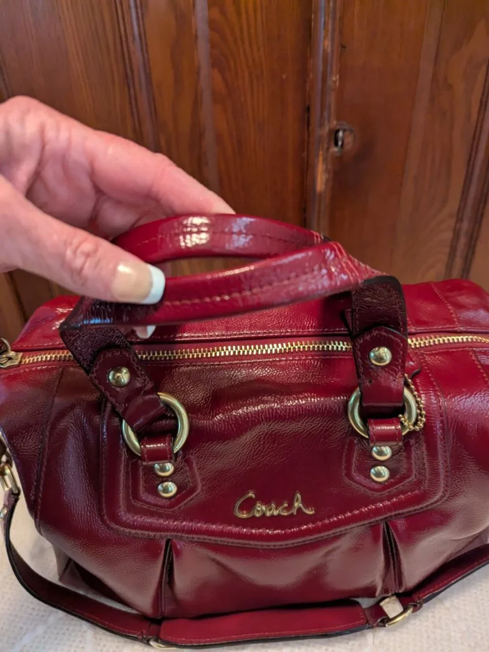 Coach Ashley Red/Burgundy Patent Satchel Bag